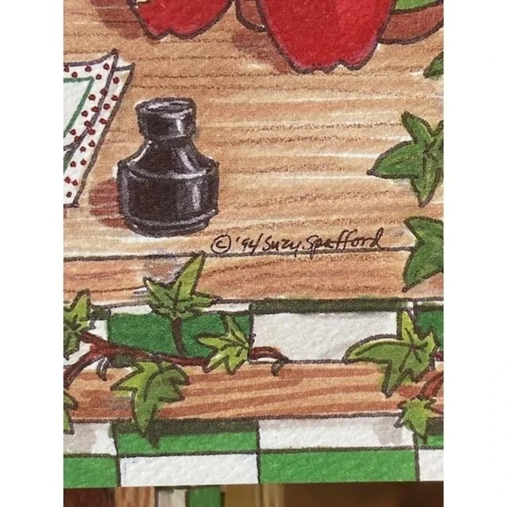 Suzy's Zoo Vintage 1994 Bear Writing Note Cards Set of 5 Blank Stationery Green